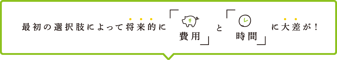 最初の選択肢によって将来的に費用と時間に大差が!